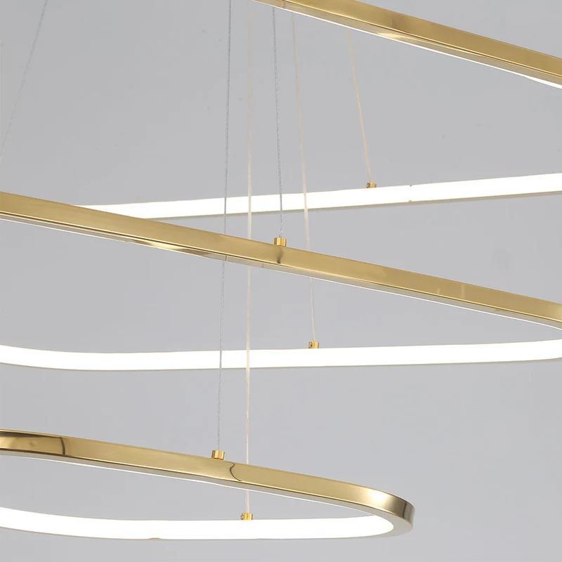 Chandelier Modern LED Dimmable Triangle Stainless Steel, Gold