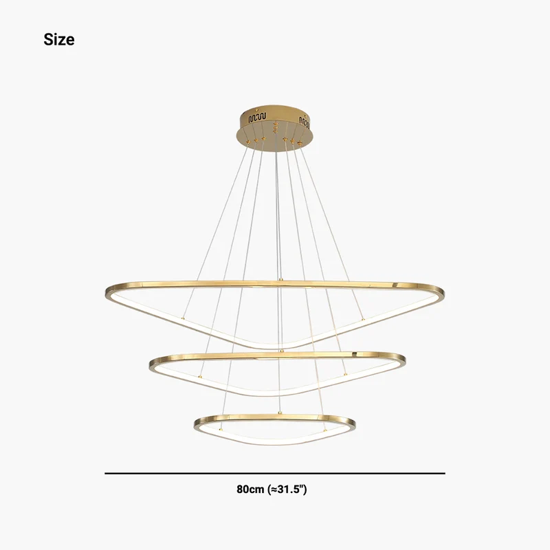 Chandelier Modern LED Dimmable Triangle Stainless Steel, Gold
