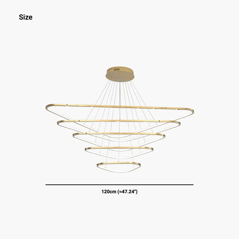 Chandelier Modern LED Dimmable Triangle Stainless Steel, Gold