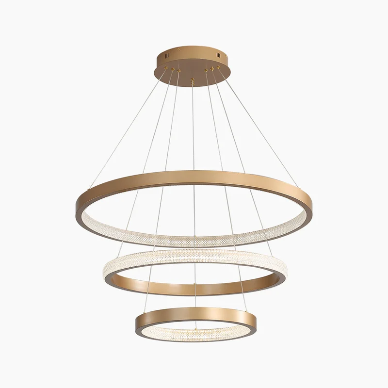 Chandelier Luxurious Halo Hanging Modern LED with Multiple Rings, Gold
