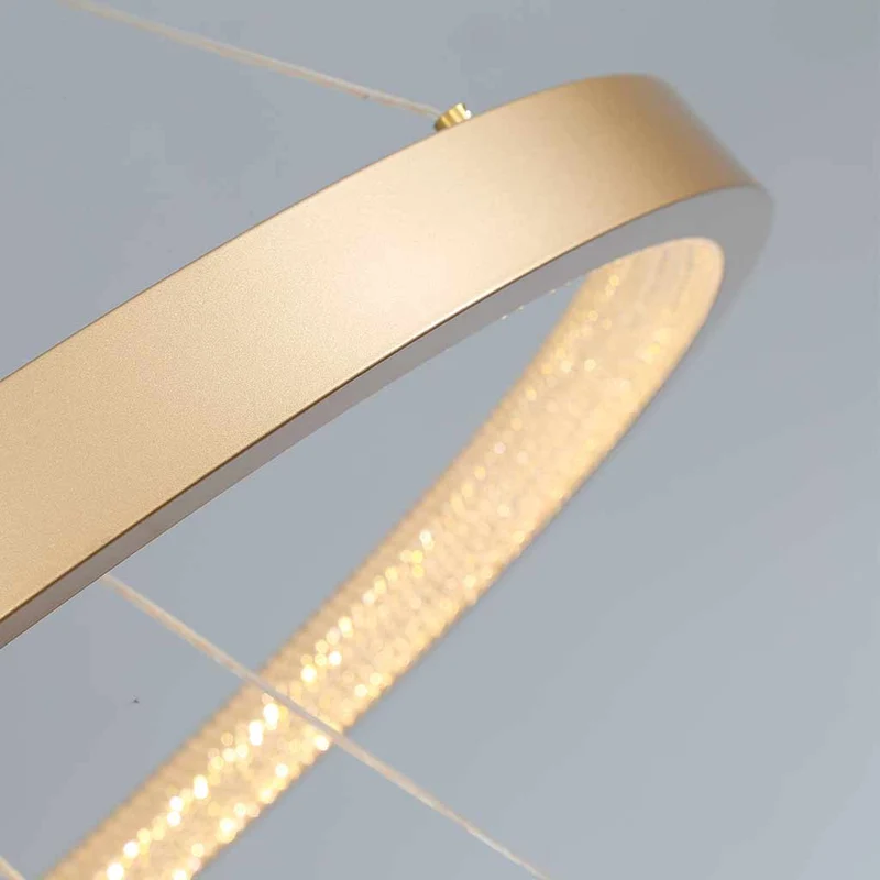 Chandelier Luxurious Halo Hanging Modern LED with Multiple Rings, Gold