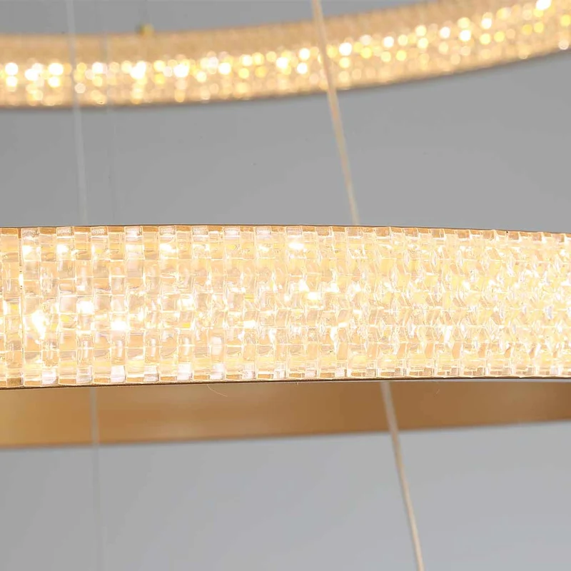 Chandelier Luxurious Halo Hanging Modern LED with Multiple Rings, Gold