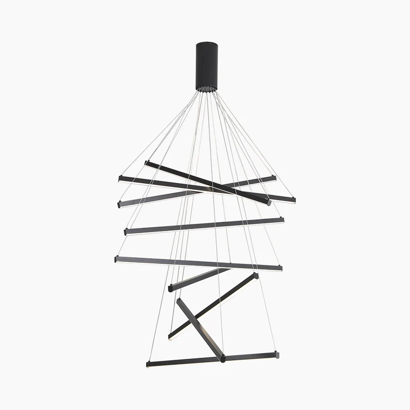 Chandelier Cross LED Light Bar High Ceiling for Lobby & Stair, Black / White