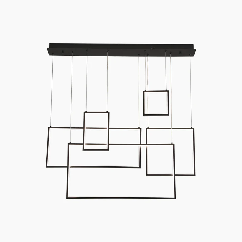 Chandelier Pendant Light Modern LED Geometric Linear Rectangle, Black