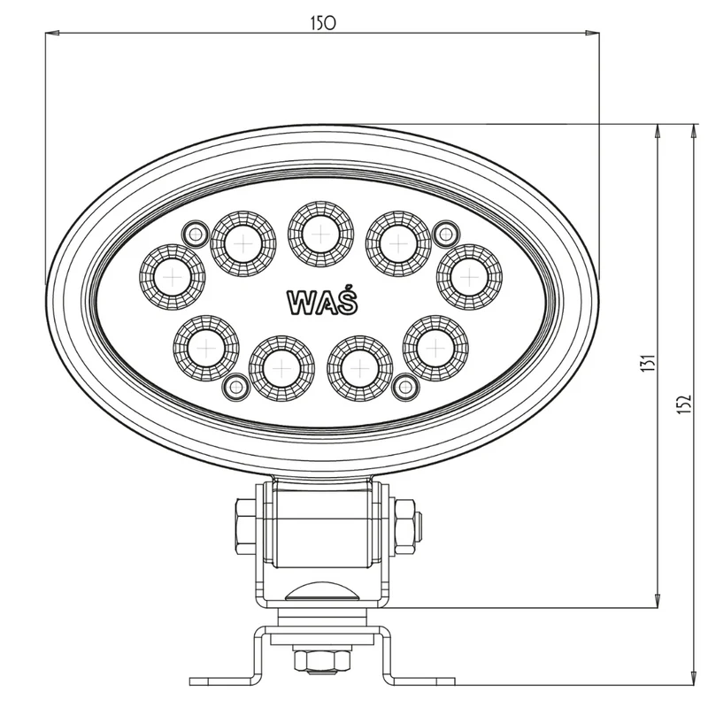 WAS W165 Ovaler LED-Arbeitsscheinwerfer / 2000 Lumen