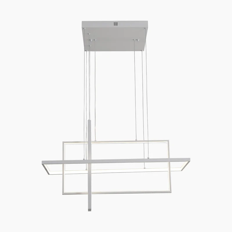 Chandelier LED Geometric Linear Rectangle Aluminum, White