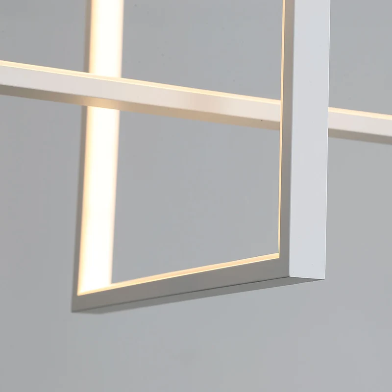 Chandelier LED Geometric Linear Rectangle Aluminum, White