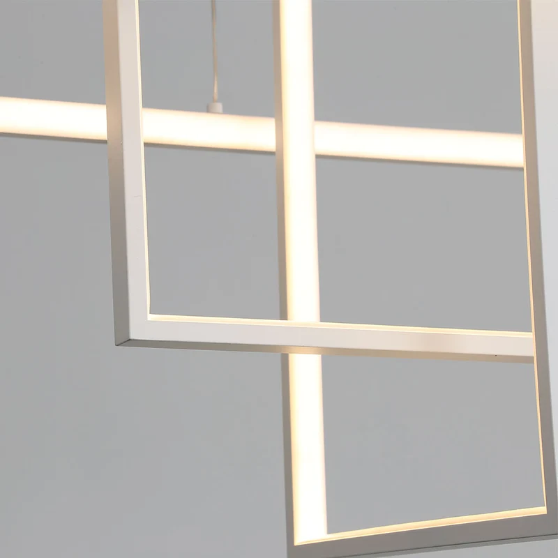 Chandelier LED Geometric Linear Rectangle Aluminum, White