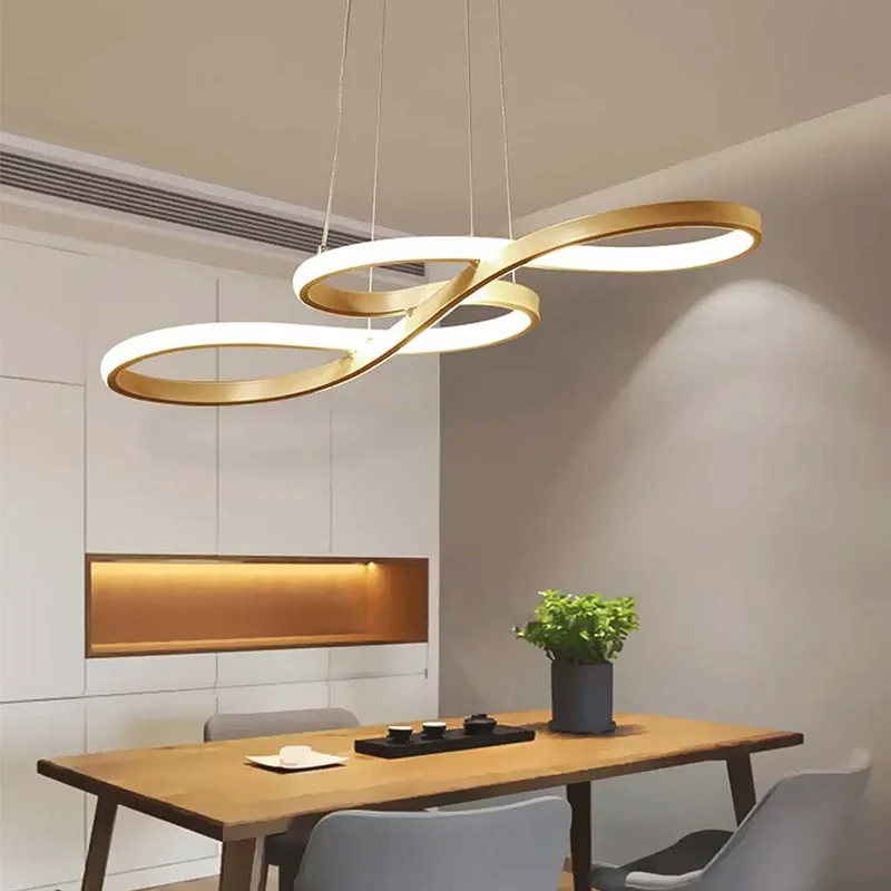 Chandelier LED Modern Artistic Metal Curved, Black/Gold