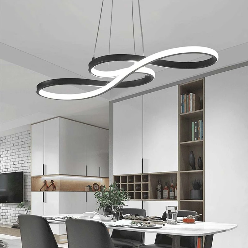 Chandelier LED Modern Artistic Metal Curved, Black/Gold