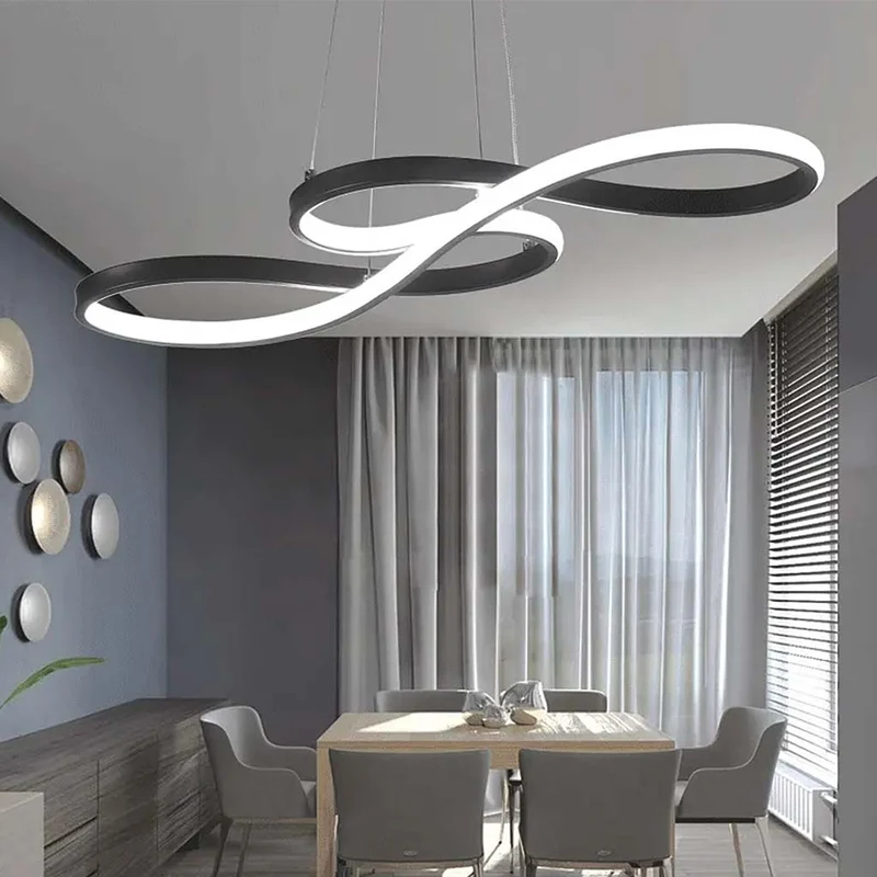 Chandelier LED Modern Artistic Metal Curved, Black/Gold