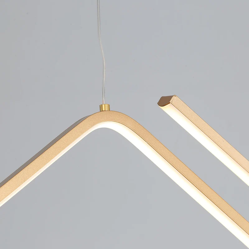 Pendant Light LED Modern Adjustable Dimmable Wave Line, Gold