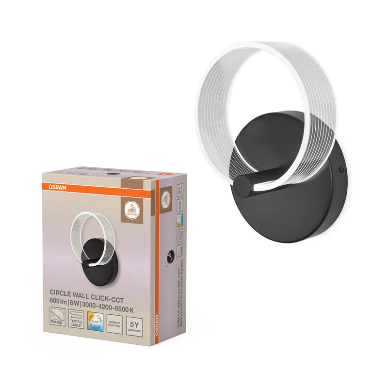 OSRAM DECOR Circle Wall Wandleuchte 8W Click CCT Black