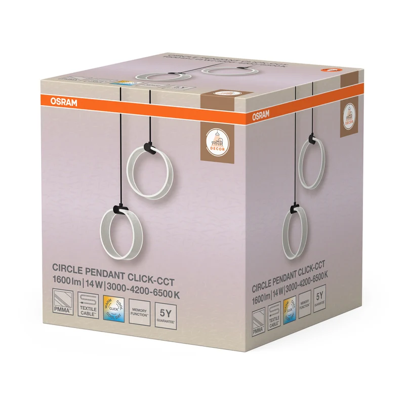 OSRAM DECOR Circle Pendelleuchte, 2 Pendel, 14W, Click CCT Black