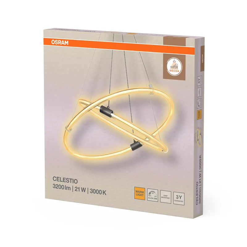 OSRAM DECOR Celestio Pendelleuchte, 21W, 3000K, 2400lm, Warmweiß, Click DIM