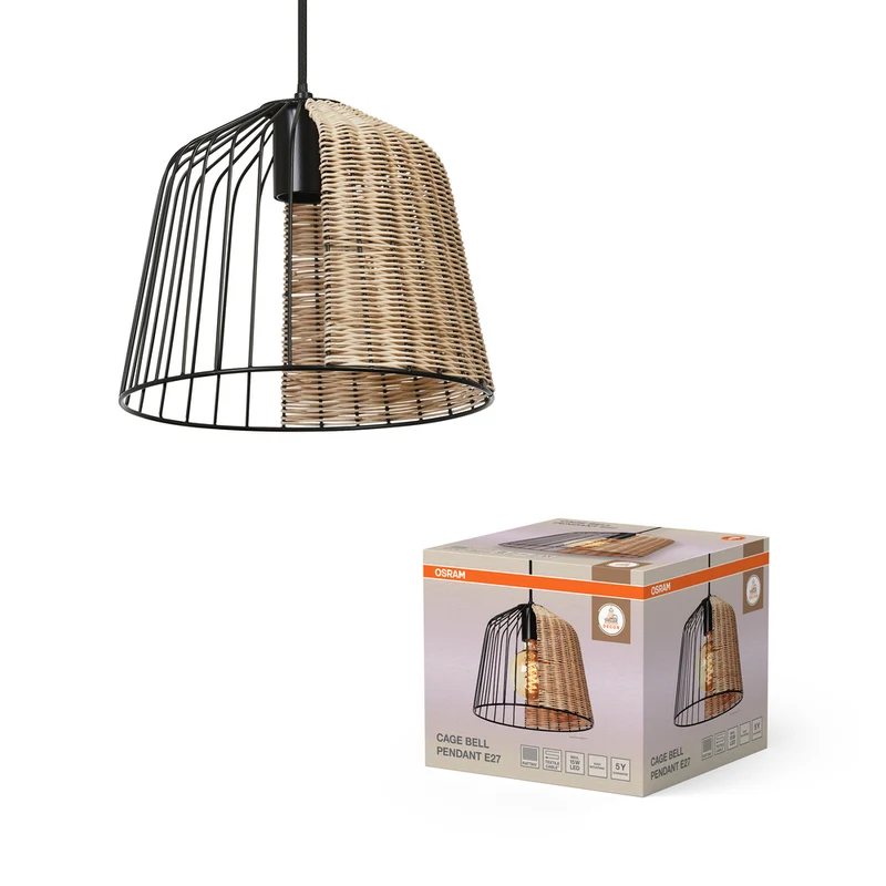 OSRAM DECOR Cage Bell Pendelleuchte, schwarz/braun, E27