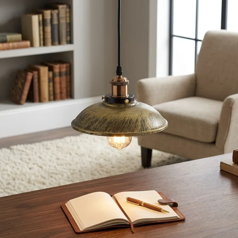 Retro Coolie Pendelleuchte Patina Antik E27 | Industrie Esstischlampe Ø24cm ~3314