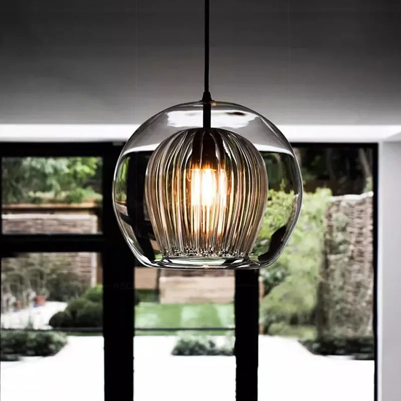 Hängelampe aus bemaltem Glas LED-Beleuchtung Natürliches Design – Ruche Cristalline