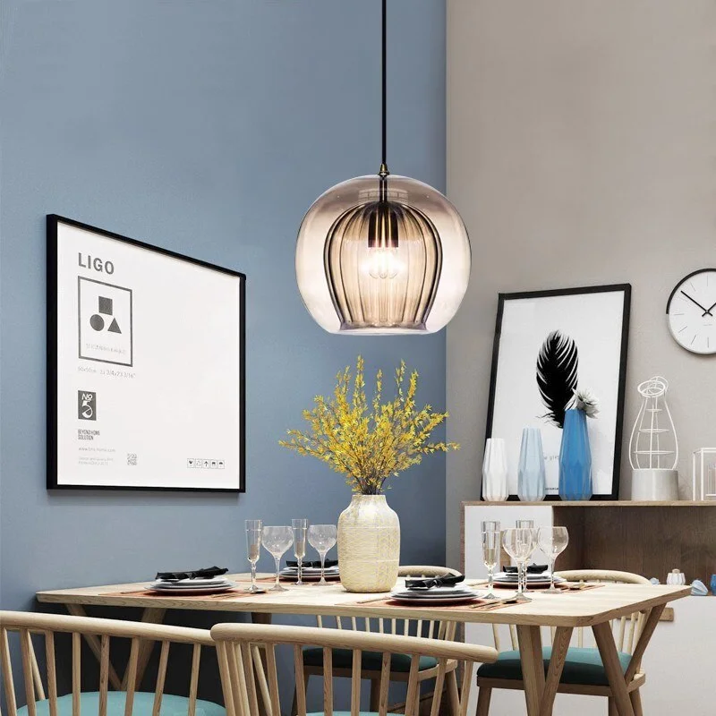 Hängelampe aus bemaltem Glas LED-Beleuchtung Natürliches Design – Ruche Cristalline