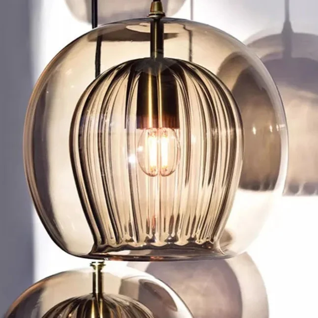 Hängelampe aus bemaltem Glas LED-Beleuchtung Natürliches Design – Ruche Cristalline