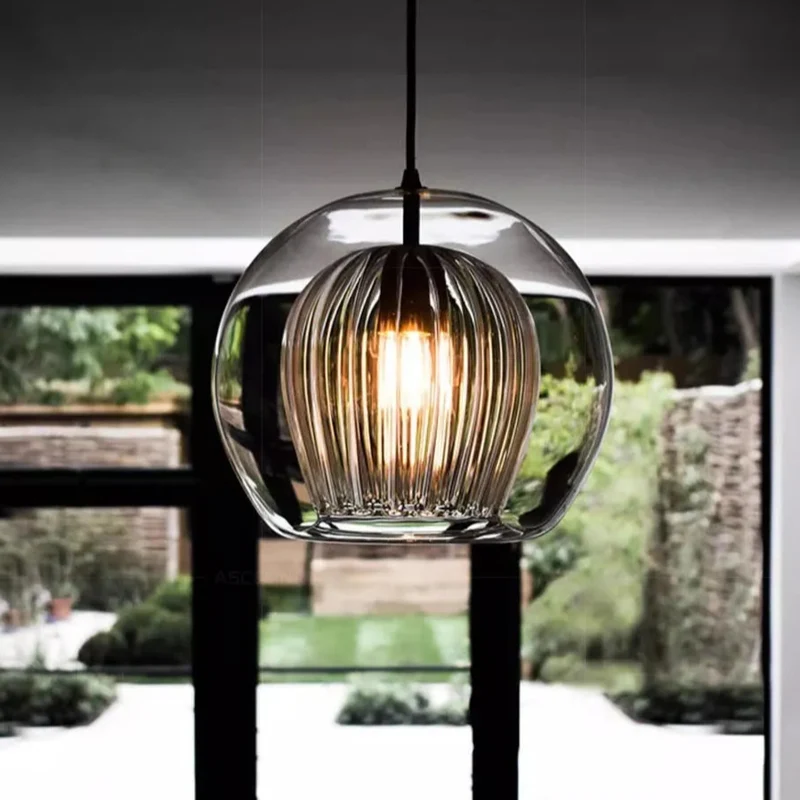 Hängelampe aus bemaltem Glas LED-Beleuchtung Natürliches Design – Ruche Cristalline