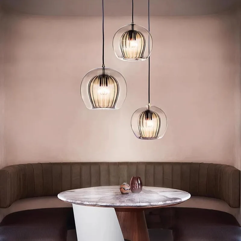 Hängelampe aus bemaltem Glas LED-Beleuchtung Natürliches Design – Ruche Cristalline