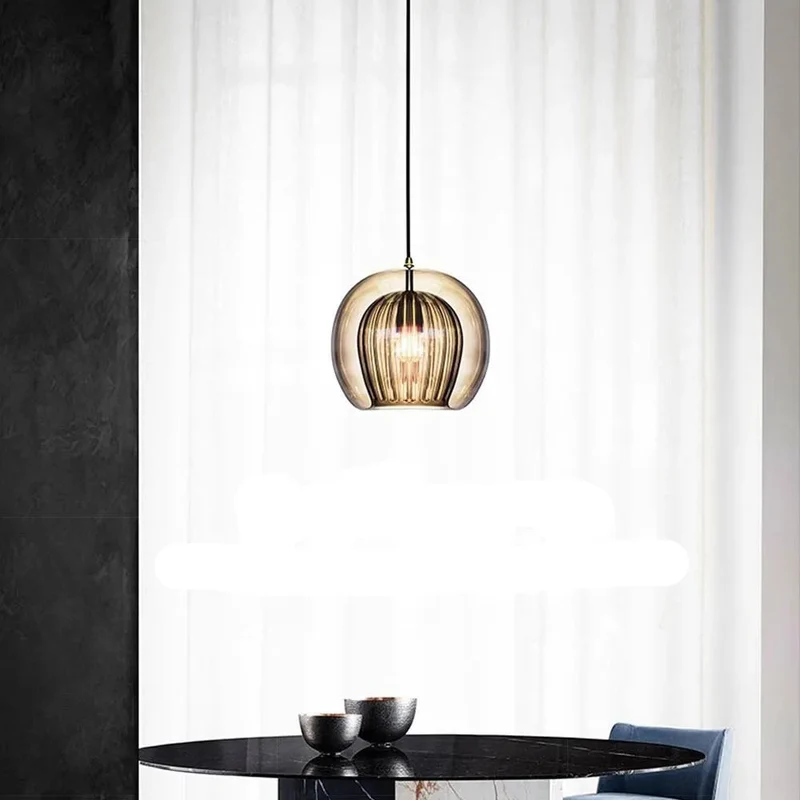 Hängelampe aus bemaltem Glas LED-Beleuchtung Natürliches Design – Ruche Cristalline