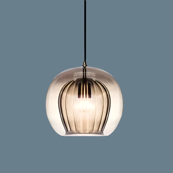 Hängelampe aus bemaltem Glas LED-Beleuchtung Natürliches Design – Ruche Cristalline