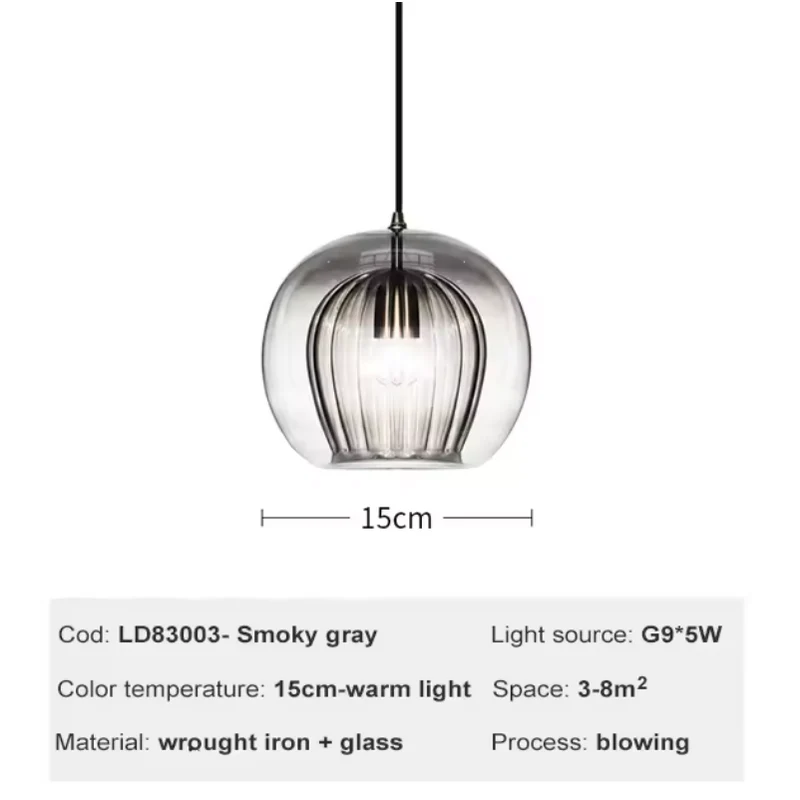 Hängelampe aus bemaltem Glas LED-Beleuchtung Natürliches Design – Ruche Cristalline