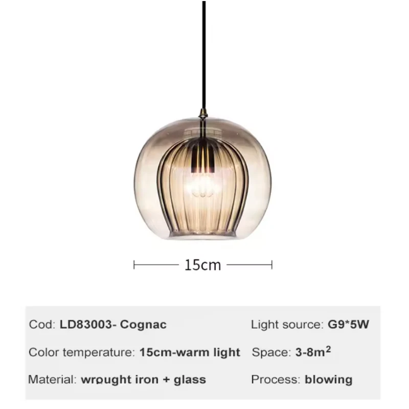 Hängelampe aus bemaltem Glas LED-Beleuchtung Natürliches Design – Ruche Cristalline