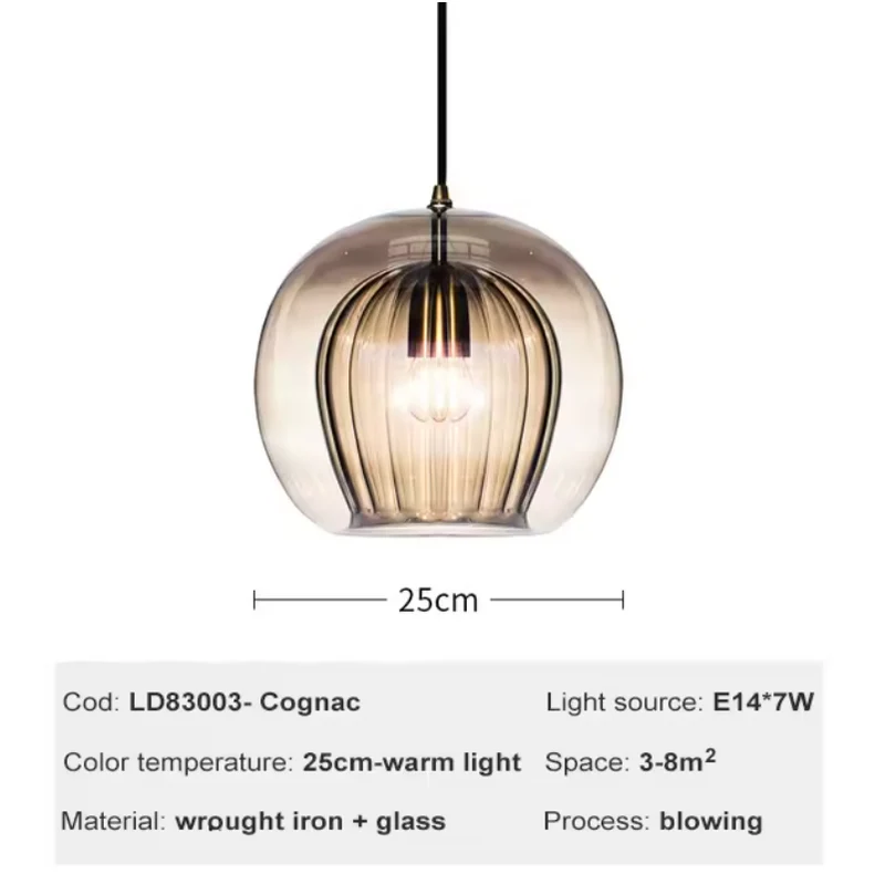 Hängelampe aus bemaltem Glas LED-Beleuchtung Natürliches Design – Ruche Cristalline