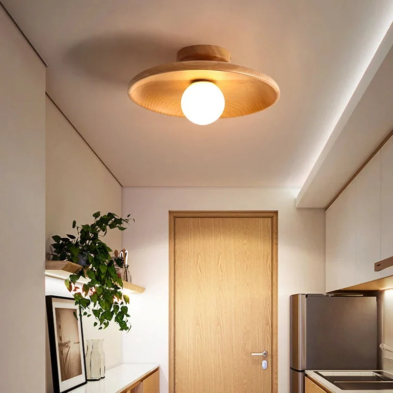 Deckenleuchte aus hellem Holz mit Zen- und moderner Atmosphäre – Marbena