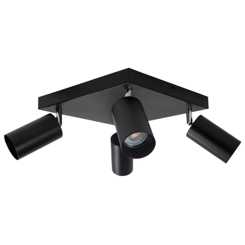 Moderner Deckenspot quadratisch | Bau | schwarz | 4 x GU10-Fassung