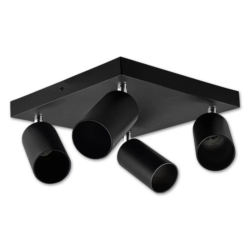 Moderner Deckenspot quadratisch | Bau | schwarz | 4 x GU10-Fassung