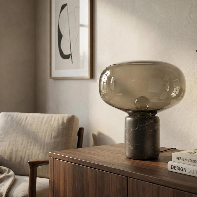Zeitlose Marmor-Tischlampe Eleganz – Luxor