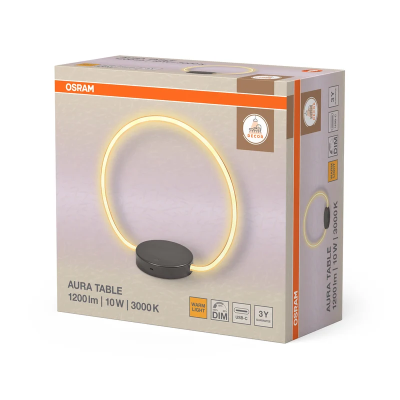 OSRAM DECOR Aura Tischleuchte 10W, 3000K, 1200lm, Touch DIM USB