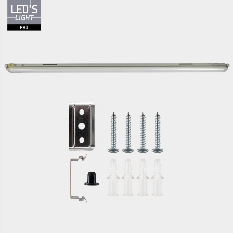 LED Feuchtraumleuchte mit Strip 60cm 15W 2400lm 4000K neutralweiß IP65 Grau - LED's Light Pro