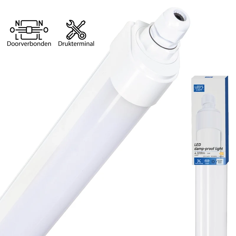 LED Feuchtraumleuchte 120cm IP65 36W 4320lm 4000K neutralweiß Wannenleuchte - LED's Light