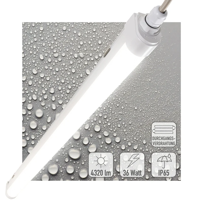 LED Feuchtraumleuchte 120cm IP65 36W 4320lm 4000K neutralweiß Wannenleuchte - LED's Light