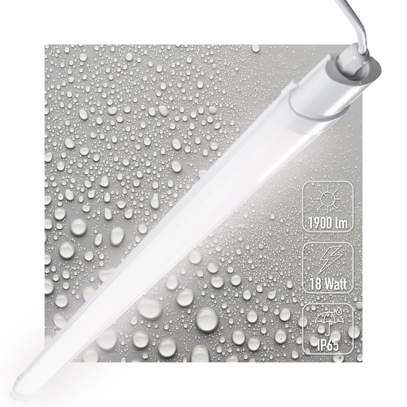 LED Feuchtraumleuchte Unterbauleuchte 18W 1900 Lumen 4000K neutralweiß IP65 120cm - 1-Pack (1) - LED's Light
