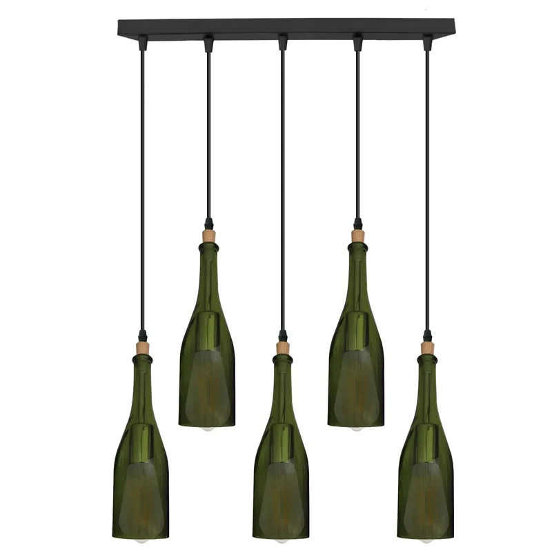 E27 Hängeleuchte 5 flammig Glas Höhenverstellbar ~3307