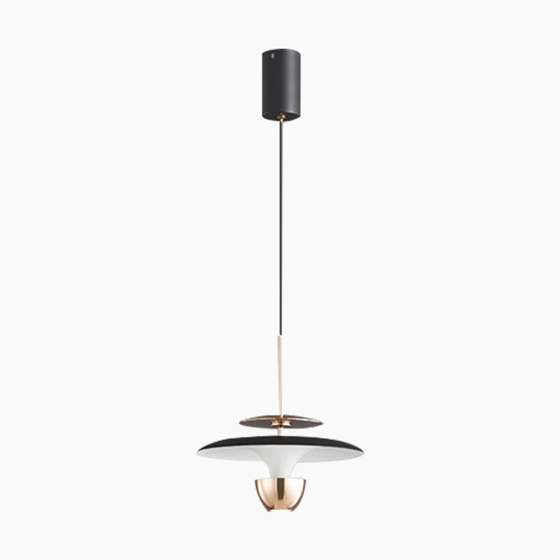 Pendant Light Small UFO Modern with Integrated LED, Black/Gold