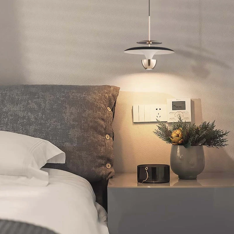 Pendant Light Small UFO Modern with Integrated LED, Black/Gold