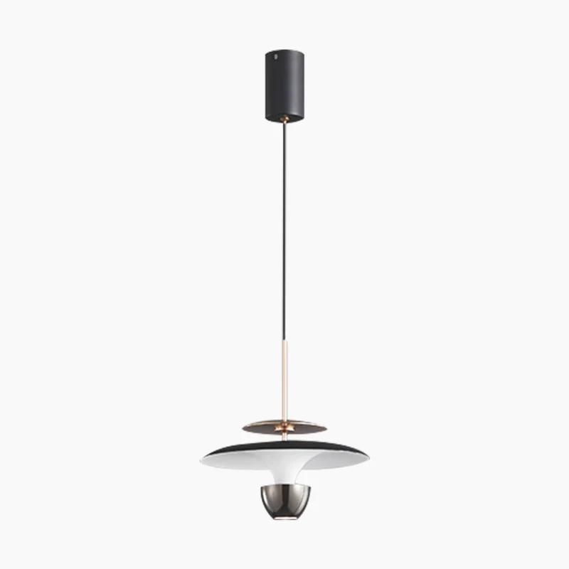 Pendant Light Small UFO Modern with Integrated LED, Black/Gold
