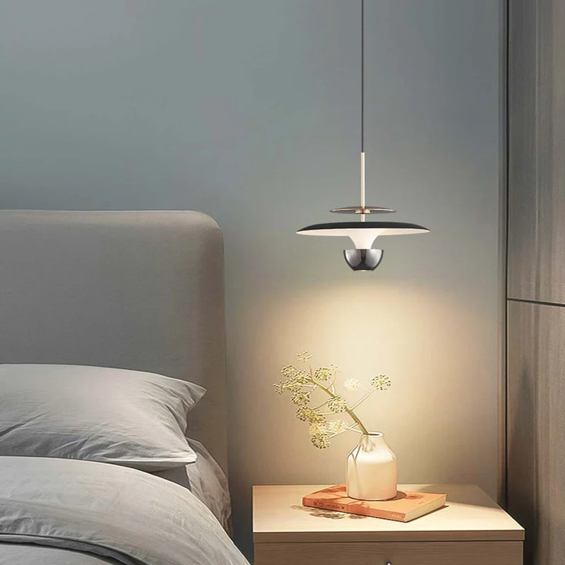 Pendant Light Small UFO Modern with Integrated LED, Black/Gold