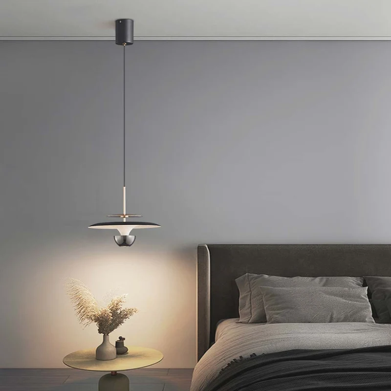 Pendant Light Small UFO Modern with Integrated LED, Black/Gold