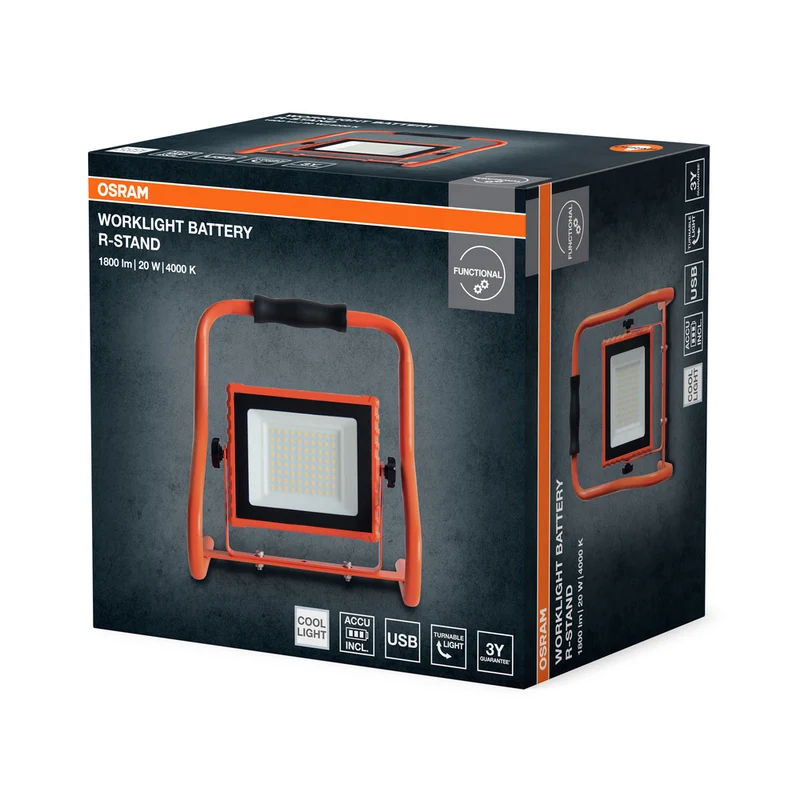 OSRAM WORKLIGHTS BATTERY R-STAND Akku USB Baustrahler 20W / 4000K