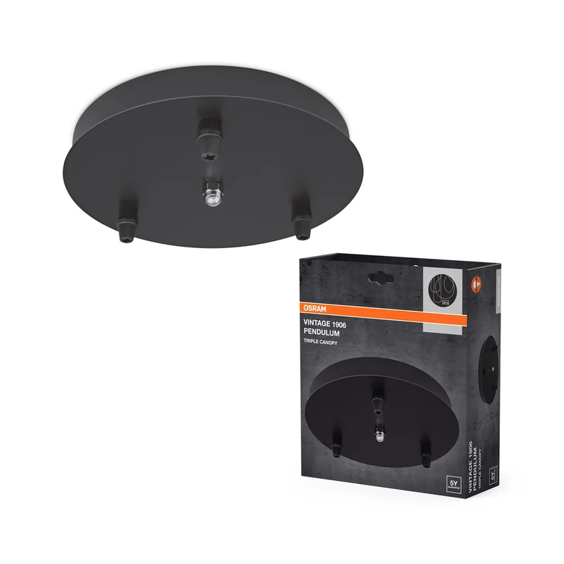 OSRAM Vintage Edition 1906, Canopy schwarz, Halterung für OSRAM Vintage 1906 Pendulum Leuchten, Aluminium Gehäuse