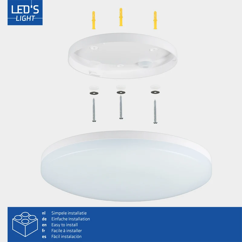 LED Deckenleuchte 120° 16W 2880lm 3000/4000/6000K IP54 Weiß - LED's Light