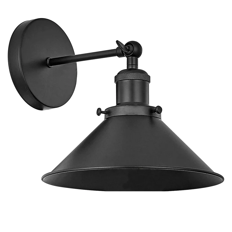 Industrielle verstellbare Wandleuchte, schwarzer Retro-Metallkäfig ~3296